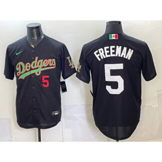 Men's Los Angeles Dodgers #5 Freddie Freeman Black Mexico Jersey RUSA