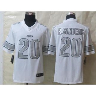Nike Detroit Lions #20 Barry Sanders White Men’s Stitched NFL Limited Platinum Jersey