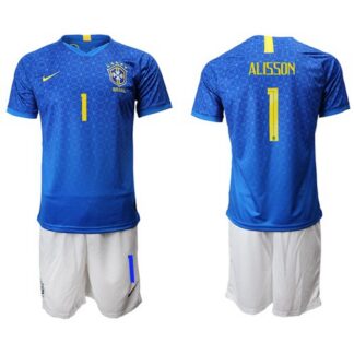 Brazil #1 Alisson Blue Soccer Country Jersey