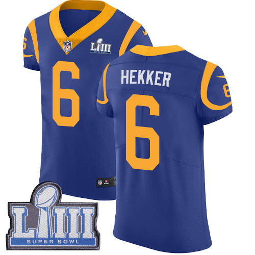 Nike Los Angeles Rams #6 Johnny Hekker Royal Blue Alternate Super Bowl LIII Bound Men’s Stitched NFL Vapor Untoucha...