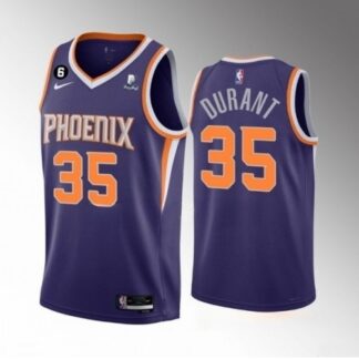 Men's Phoenix Suns #35 Kevin Durant Purple Icon Edition With NO.6 Patch Stitched Basketball Jersey H3V2