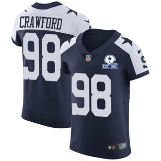 Nike Dallas Cowboys #98 Tyrone Crawford Navy Blue Thanksgiving Men’s Stitched With Established In 1960 Patch NFL Va...