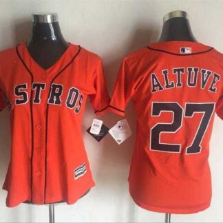 Women Houston Astros #27 Jose Altuve Orange New Cool Base Stitched Baseball Jersey