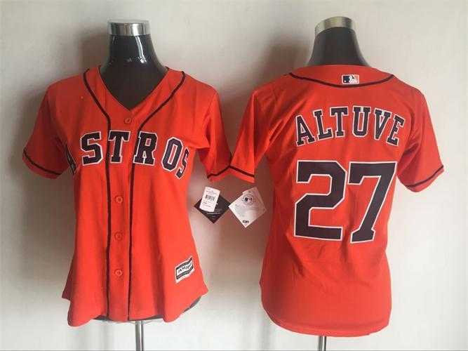Women Houston Astros #27 Jose Altuve Orange New Cool Base Stitched Baseball Jersey