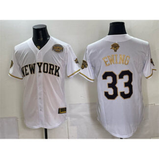 Youth New York Knicks #33 Patrick Ewing White 2026 Finals & Eastern Conference Champions Patch Jersey