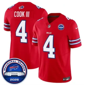 Men's Buffalo Bills #4 James Cook III Red 2026 Inaugural Season at Highmark Stadium Vapor F.U.S.E. Limited Jersey