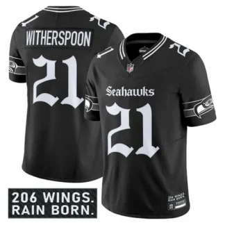 Youth Seattle Seahawks #21 Devon Witherspoon Black 2025 F.U.S.E. 'Gothic Rain City Shadows Edition' Vapor Limited S...