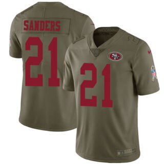 Nike San Francisco 49ers #21 Deion Sanders Olive Men’s Stitched NFL Limited 2017 Salute to Service Jersey