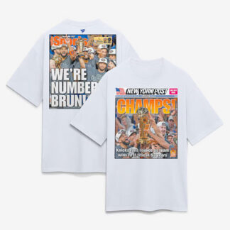 Men's New York Knicks x New York Post White 2026 NBA Finals Champions Newspaper Cover Heavyweight T-Shirt