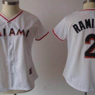 Miami Marlins #2 Hanley Ramirez White With Black Womens Jersey