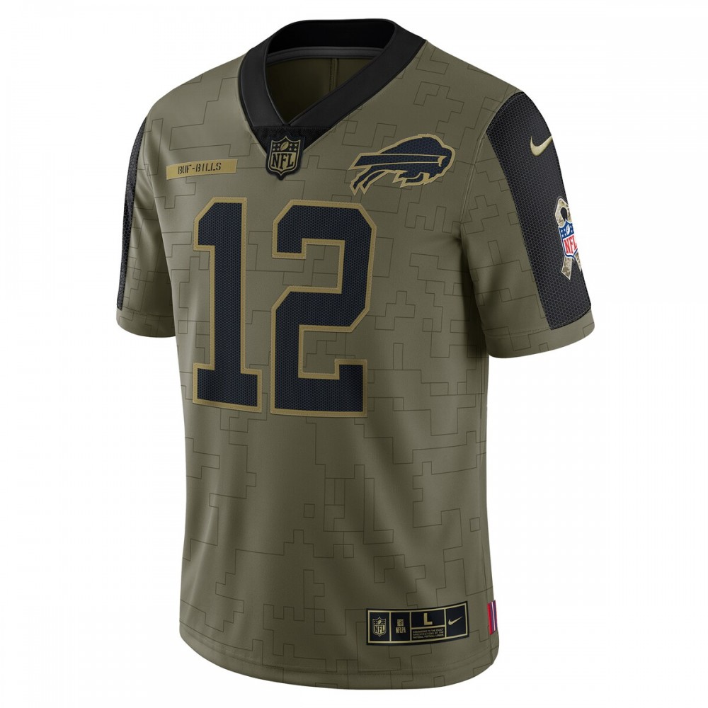 Jim Kelly Buffalo Bills Nike 2021 Salute To Service Retired Player Limited Jersey - Olive - Image 2