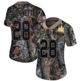 Tampa Bay Buccaneers #28 Leonard Fournette Camo Women’s Super Bowl LV Champions Patch Stitched NFL Limited Rush Rea...