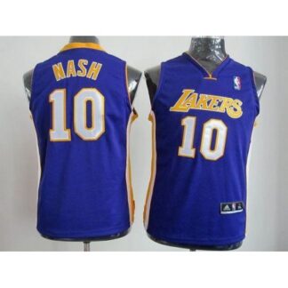 Breathable Revolution 30 Lakers #10 Steve Nash Purple Stitched Youth NBA Jersey for game day