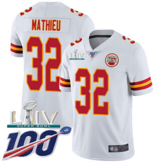 Nike Kansas City Chiefs #32 Tyrann Mathieu White Super Bowl LIV 2020 Men’s Stitched NFL 100th Season Vapor Untoucha...