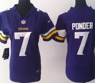 Nike Minnesota Vikings #7 Christian Ponder 2013 Purple Game Womens Jersey