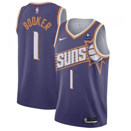 Men's Phoenix Suns #1 Devin Booker Purple 2023 Icon Edition Stitched Basketball Jersey ERZF