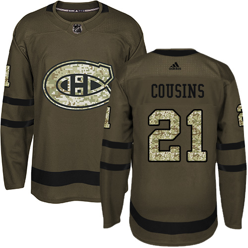 Adidas Montreal Canadiens #21 Nick Cousins Green Salute to Service Stitched NHL Jersey