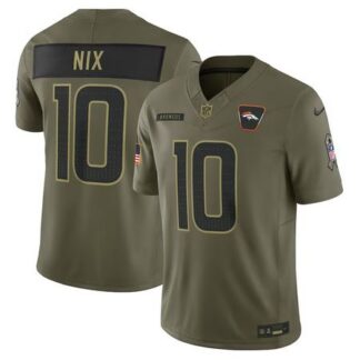 Men's Denver Broncos #10 Bo Nix Olive 2025 Salute to Service Limited Jersey