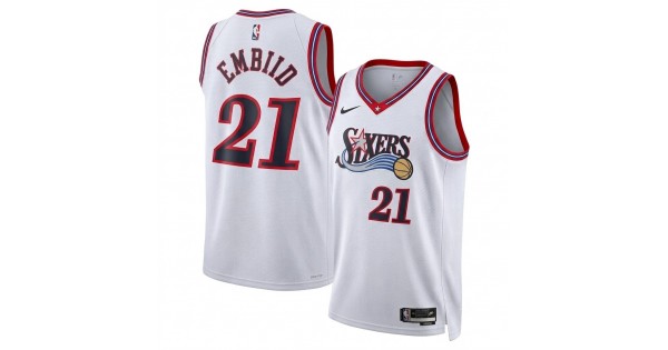 Joel Embiid Philadelphia 76ers Nike Unisex White Swingman Jersey - Classic Edition - Image 2