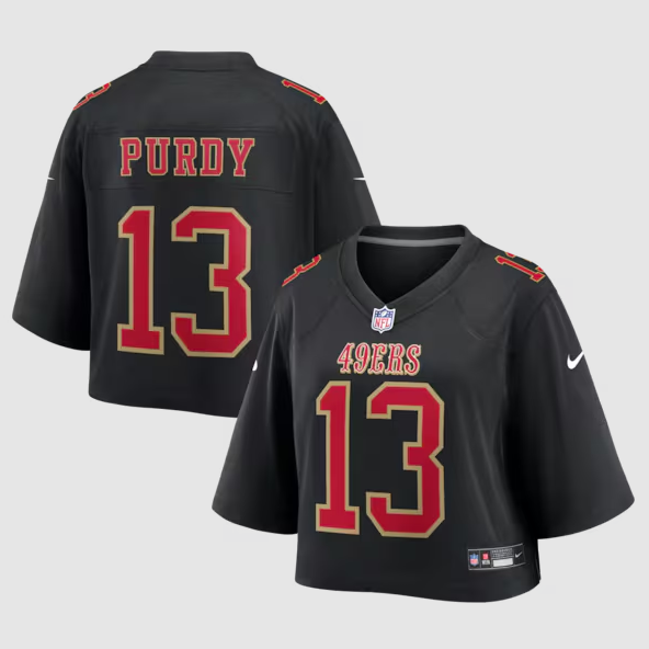 Women's San Francisco 49ers #13 Brock Purdy Black Cropped Fashion Game printed Jersey