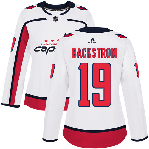Adidas Washington Capitals #19 Nicklas Backstrom White Road Authentic Women’s Stitched NHL Jersey