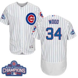 Chicago Cubs #34 Kerry Wood White 2016 World Series Champions Flexbase Stitched Jersey DingZhi