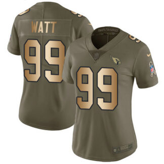 Nike Arizona Cardinals #99 J.J. Watt Olive/Gold Women’s Stitched NFL Limited 2017 Salute To Service Jersey
