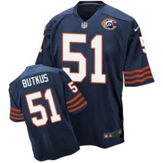 Breathable Bears #51 Dick Butkus Navy Blue Throwback Men's Stitched NFL Elite Jersey for game day
