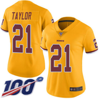 Breathable Nike Washington Football Team #21 Sean Taylor Gold Women’s Stitched NFL Limited Rush 100th Season Jersey for game day