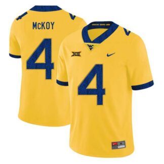 West Virginia Mountaineers 4 Kennedy McKoy Yellow College Football Jersey Dzhi