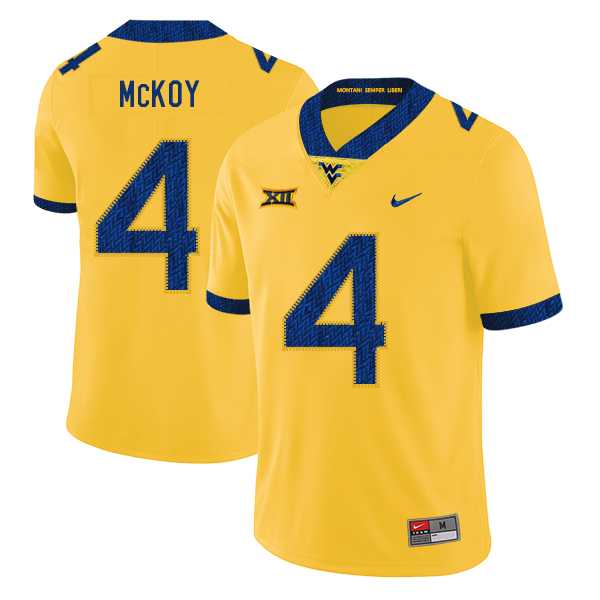 West Virginia Mountaineers 4 Kennedy McKoy Yellow College Football Jersey Dzhi
