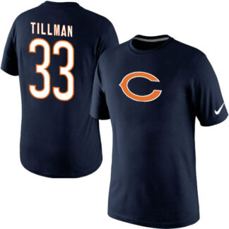 Men Nike Chicago Bears 33 Charles Tillman Name x26 Number T-Shirt Blue
