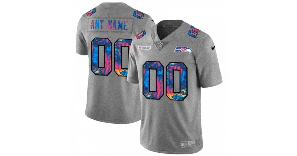 Seattle Seahawks Nike NFL 2020 Crucial Catch Limited Edition Custom Jersey - Gray - Image 2