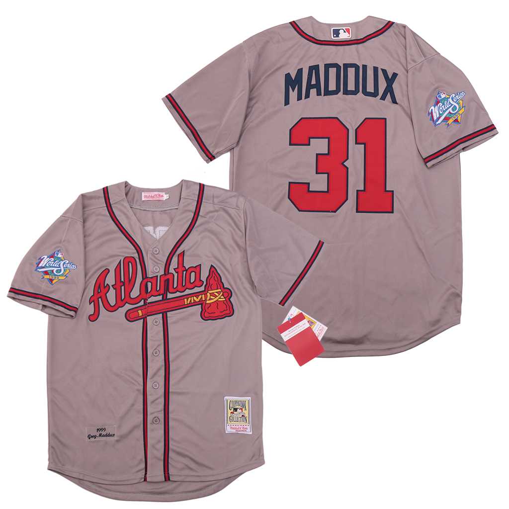 Braves 31 Greg Maddux Gray 1999 World Series Cooperstown Collection Jersey