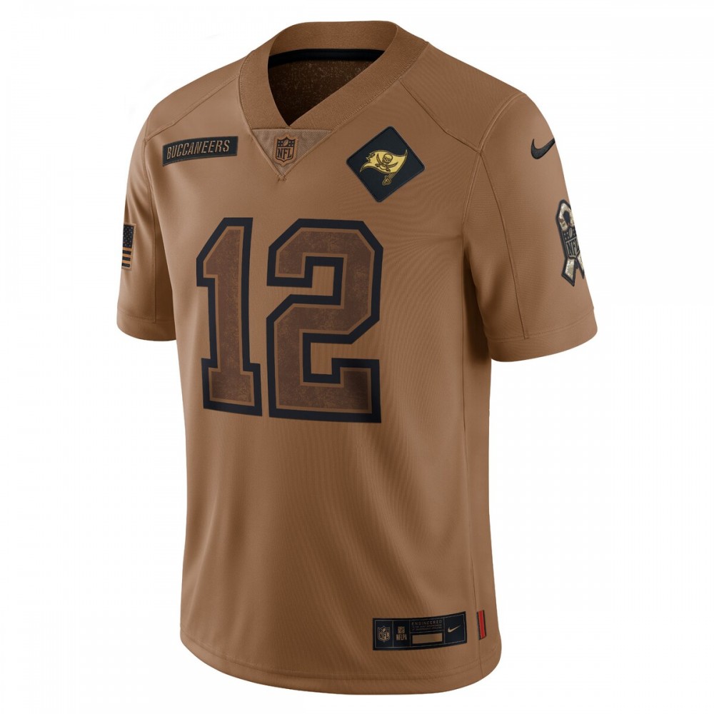 Tom Brady Tampa Bay Buccaneers Nike 2023 Salute To Service Limited Jersey - Brown - Image 2