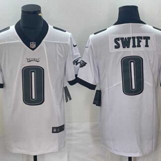 Men's Philadelphia Eagles #0 D'Andre Swift White Vapor Limited Stitched Jersey