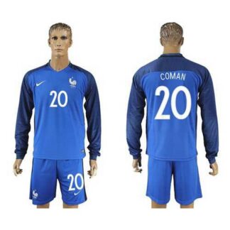 France #20 Coman Home Long Sleeves Soccer Country Jersey