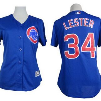 Women's Chicago Cubs #34 Jon Lester Blue Jersey