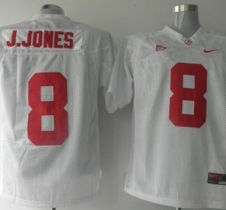 Alabama Crimson Tide #8 J.Jones White NCAA Jerseys