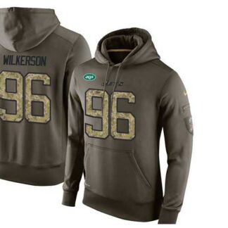Breathable Glued Nike New York Jets #96 Muhammad Wilkerson Olive Green Salute To Service Men's Pullover Hoodie for game day