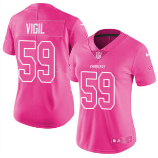 Nike Los Angeles Chargers #59 Nick Vigil Pink Women’s Stitched NFL Limited Rush Fashion Jersey