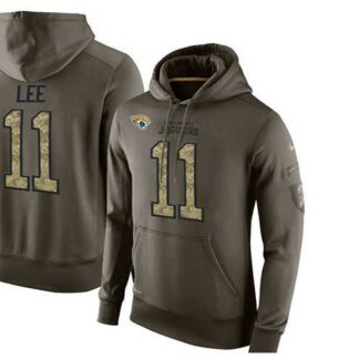 Glued Nike Jacksonville Jaguars #11 Marqise Lee Olive Green Salute To Service Men's Pullover Hoodie