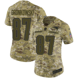 Nike New England Patriots #87 Rob Gronkowski Camo Women’s Stitched NFL Limited 2018 Salute to Service Jersey