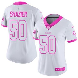Nike Pittsburgh Steelers #50 Ryan Shazier White/Pink Women’s Stitched NFL Limited Rush Fashion Jersey