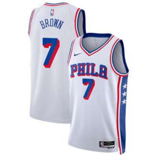 Men's Philadelphia 76ers #7 Jaylen Brown Nike White Swingman Association Edition Jersey