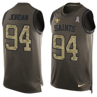 Men's New Orleans Saints #94 Cameron Jordan Green Salute to Service Hot Pressing Player Name & Number Nike NFL Tank...