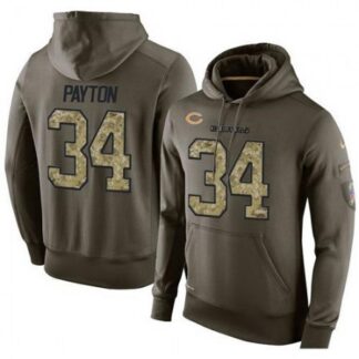 NFL Men's Chicago Bears #34 Walter Payton Stitched Green Olive Salute To Service KO Performance Hoodie