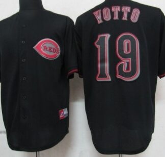 Cincinnati Reds #19 Joey Votto Black Fashion Jersey