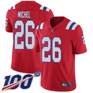 Nike New England Patriots #26 Sony Michel Red Alternate Men’s Stitched NFL 100th Season Vapor Limited Jersey