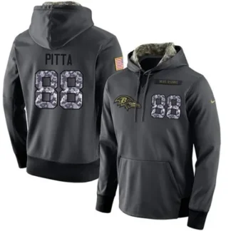 NFL Men's Baltimore Ravens #88 Dennis Pitta Stitched Black Anthracite Salute to Service Player Performance Hoodie